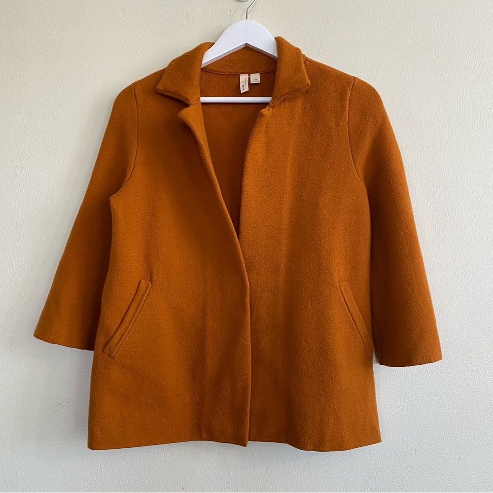 Moth Anthropologie Women’s Carey Cardigan Sweater Blazer in Yam Size XXS